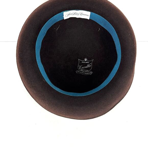 Saks Fifth Avenue Hat Chocolate Brown 100% Wool Felted Ribbon Bow Geo W. Bollman main image 4